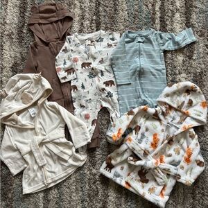 Carter's Kids Pajamas Set - Brown, Cream, Blue, White, Orange